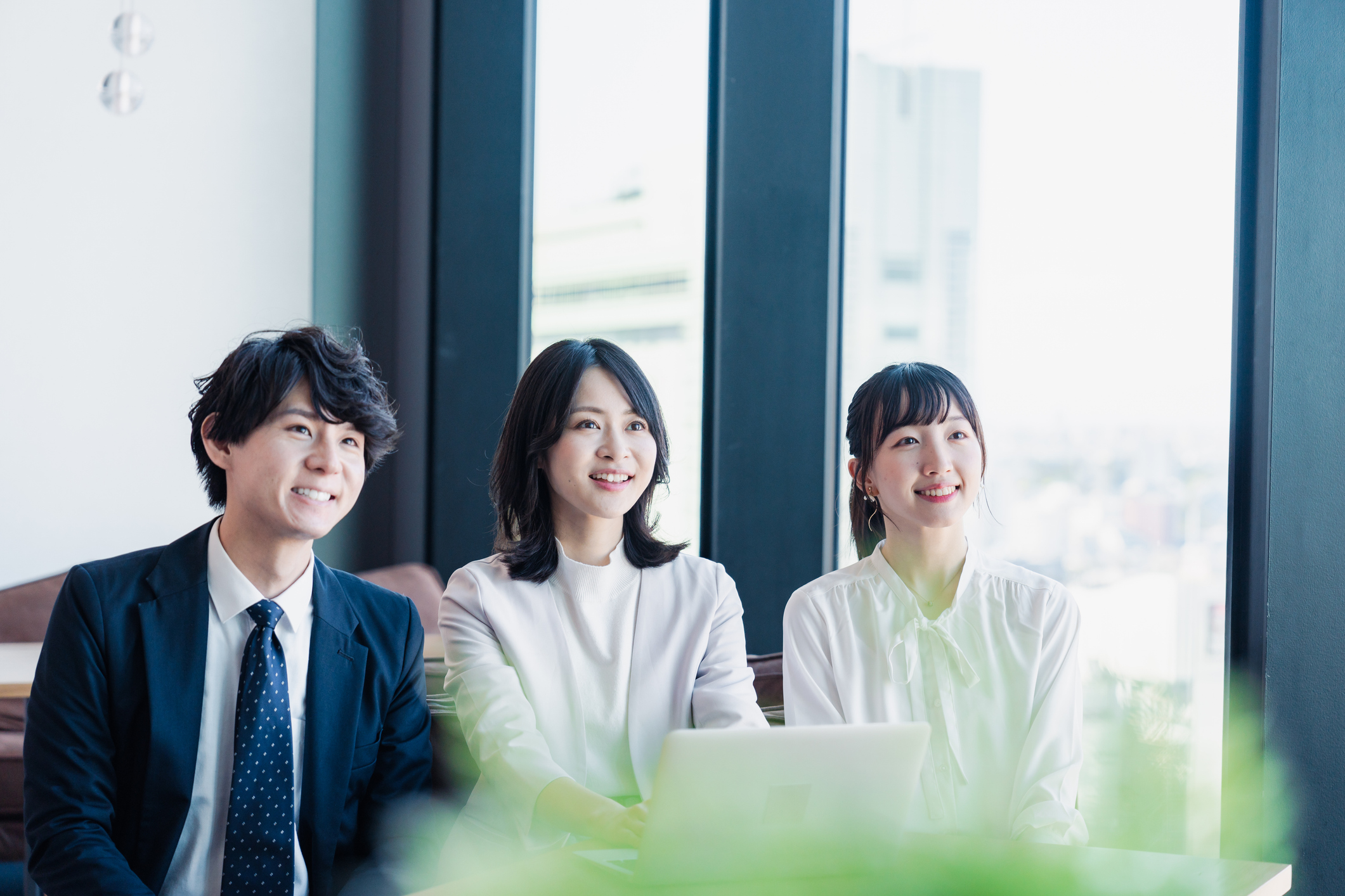 Business people sharing documents in an office